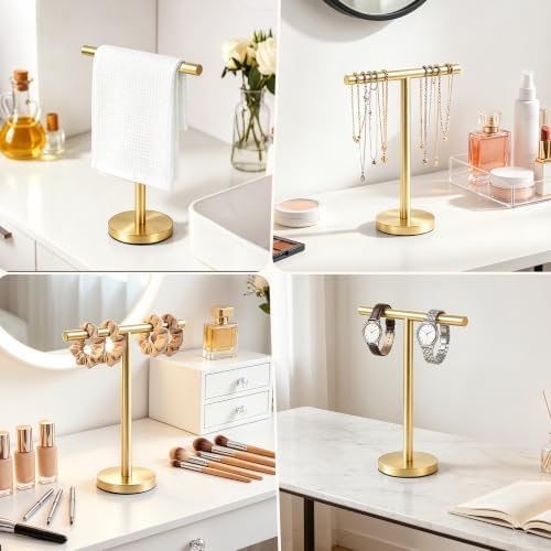 T-Shape Bath Hand Towel Holder Standing (Golden -2 Pack) - Image 6