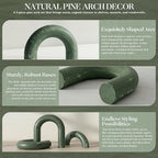 EOSAHR Pine Wood Arch Decor Set: Wood Sculpture for Book Shelf Decor, Green - Image 5