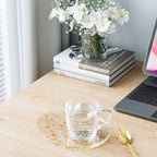 Acrylic Coaster Decorative Plates,2Pcs/Set Office Desk Accessories, Clear Dinosaur Egg Shape Coffee Cup Decor, Perfect for Tabletop Protection and Display.（Gold） - Image 2