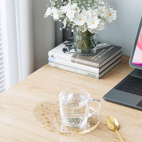 Acrylic Coaster Decorative Plates,Office Desk Accessories, Clear Dinosaur Egg Shape Coffee Cup Decor, Perfect for Tabletop Protection and Display. - Image 2
