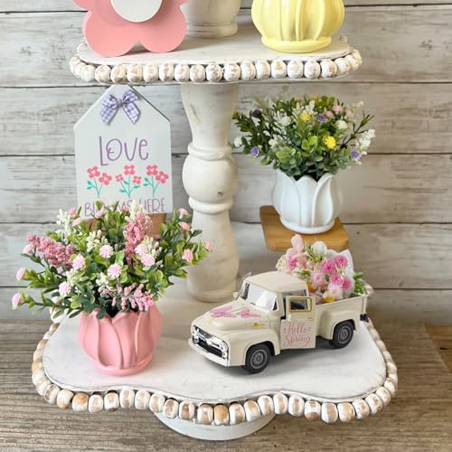 Mothers Day Spring Butterfly Truck Decor, Pink Spring Floral Truck Decorations for Home, Mini Wildflowers Truck Tiered Tray Decor, Rustic Farmhouse Kitchen Tabletop Decorations for Office - Image 5