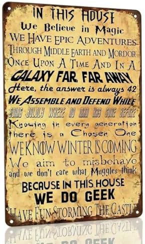 Funny House Rules We Do Geek IN THIS HOUSE Vintage Metal Tin Sign by SARAHEVE