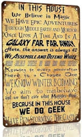 Funny House Rules We Do Geek IN THIS HOUSE Vintage Metal Tin Sign by SARAHEVE