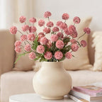10Pcs 20.5" Artificial Pompon Mum Silk Flower Stems, Fake Chrysanthemum Ball Faux Flowers for Vase, Fall Floral Stems for Indoor Home Decor Wedding Centerpieces, Red (No Vase) - Image 2