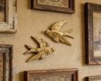 AMOIENSIS 4.75 Inch Gold Swallow Bird Wall Sculpture Set of 2 - Image 3