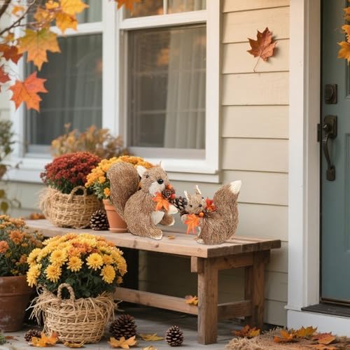 winemana Set of 2 Fall Decorations for Home Squirrels Table Decor - Image 4