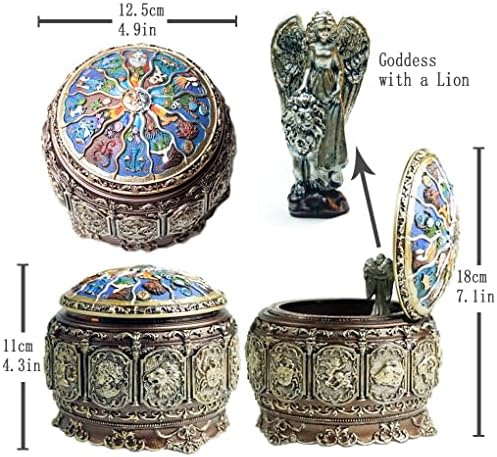 Briskfeel Vintage Music Box with Constellations Rotating Goddess LED Lights Twinkling Resin Carved Mechanism Musical Box with Sankyo 18-Note Wind Up Signs of The Zodiac Gift for Birthday (Upgraded) - Image 2