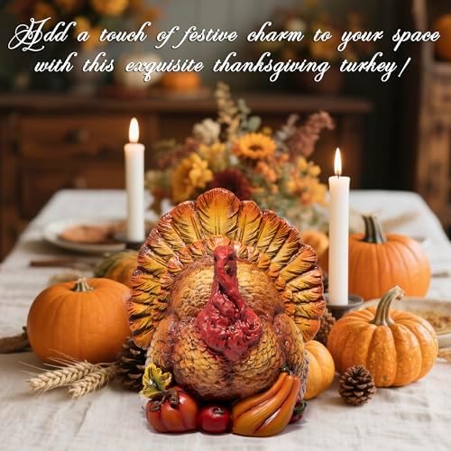 Hodao Thanksgiving Turkey Decoration,Fall Harvest Tabletop Centerpiece - Image 5