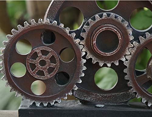 Industrial Steampunk Gear Train Figurine, Cog Wheel Statue, Resin Model, Home Bar Décor Ornament 7.7" H Copper - Image 2