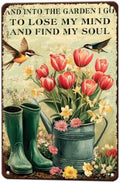 Vintage Tin Sign And Find My Soul Flower Sign Retro Sign for Home Office Kitchen Bar Cafe Garden Wall Decor 8x12 Inch by KIYOYOHomeIsOurHappyPlace