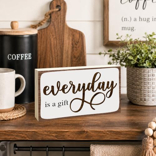 3x5 Inspirational Wooden Block Sign, Everyday Is a Gift, Rustic - Image 3
