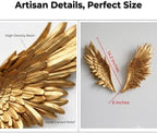 QPOIBSD 3D Gold Angel Wings Wall Decor, Feather Sculptures for Home (1Pair) - Image 2