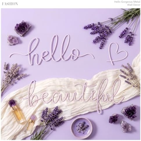 Hicarer Metal Hello Beautiful Wall Art Minimalist Wall Decor, Purple - Image 3