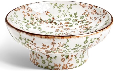 LE TAUCI 10" Ceramic Decorative Bowl, Key Bowl for Entryway, Handcrafted Sturdy Pedestal Bowl, French Country Fruit Bowl for Kitchen Counter, Centerpiece, Vine Green by LETAUCI
