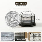 Lazebox Coasters Set of 8 for Drinks, 4 Inch Large Coasters for Coffee Table, Tabletop Protection for Hot & Cold Drinks, Versatile Coasters for Home Decor, Non-Slip & Easy to Clean, Gray - Image 4