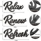 3 Pieces Bathroom Decor Black Bathroom Wall Art Relax Renew Refresh - Image 3