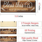 4 Pieces Home Wall Signs, THIS IS US/TOGETHER/BLESS THIS HOME/FAMILY Wall Decor For Living Room Bedroom, Rustic Wooden Farmhouse Wall Art , 4.7 x 13.8 Inch(Brown) - Image 5