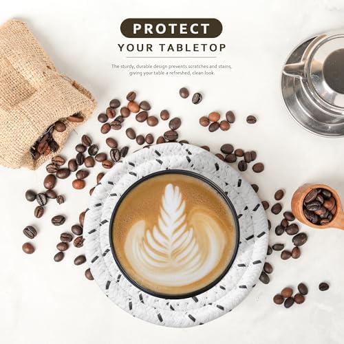 Lazebox Coasters Set of 8 for Drinks, 4 Inch Large Coasters for Coffee Table, Tabletop Protection for Hot & Cold Drinks, Versatile Coasters for Home Decor, Non-Slip & Easy to Clean, Classic Black - Image 5