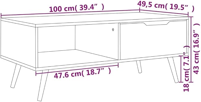 vidaXL Scandinavian Style Coffee Table - Image 3