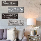 Joyhawk 4 Pieces Home Wall Decor Signs, THIS IS US/TOGETHER/BLESS THIS HOME/FAMILY Wall Decor For Living Room Bedroom, Rustic Wooden Farmhouse Wall Art Decor, 4.7 x 13.8 Inch(Mixed Color) - Image 7