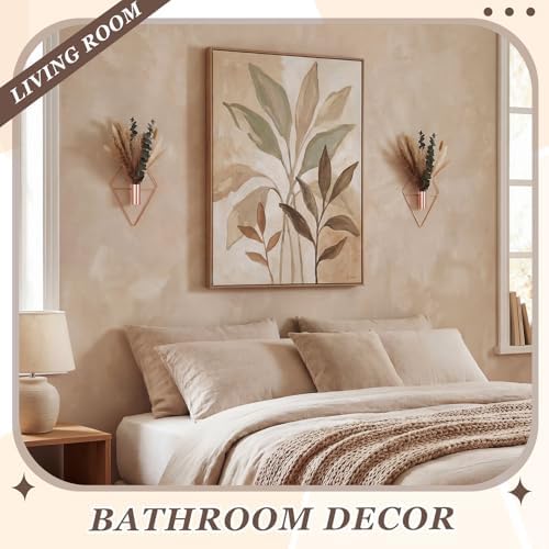 Jexine 4 Pcs Hanging Artificial Planters Wall Decor, Rose Gold, Pampas - Image 5