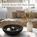 LIN CHUAN Ruffle Decorative Bowl, Large Fruit Bowl, Artificial Stone BLack - Image 4