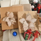 10 PCS Glitter Poinsettias, 8.7" Artificial Christmas Flowers, Champagne - Image 2