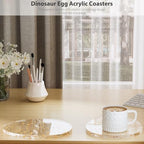 Acrylic Coaster Decorative Plates,Office Desk Accessories, Clear Dinosaur Egg Shape Coffee Cup Decor, Perfect for Tabletop Protection and Display. - Image 5