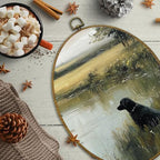 CUANFDDSF Vintage Black Labrador Landscape Oval Wall Art Decor, Countryside Cottagecore Farmhouse Cabin Wall Hanging Decor, French Country Framed Canvas Prints for Bedroom Living Room, 8.6x11.4 Inch - Image 6
