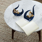 2 PCS Navy Blue Gold Home Decor Accent Ceramic Statue Abstract Sculpture Centerpieces Mid Century Modern Decor for Tables Coffee Table top Decorations for Living Room Desktop Shelf Dining Room Kitchen - Image 6