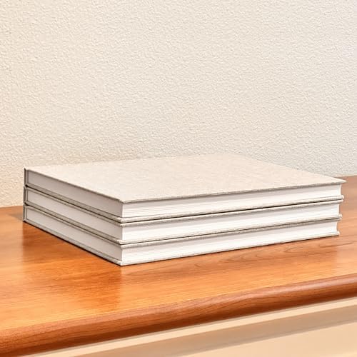 Decorative Linen Book Set – Set of 3 Extra Large Real Books | Coffee Table & Shelf Mantle Decor | Modern Home Decoration | Guest Book Journals [Cream/Natural] - Image 3