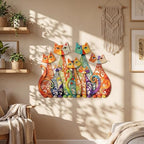 Wesiti Metal Cat Wall Art Decor Colorful Sculptural Mid Century 13.78x10.7 - Image 4