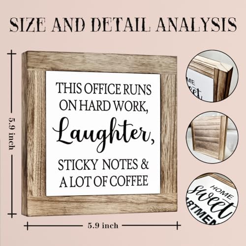 Inspirational Desk Signs, Coffee Wooden Box Sign, Funny Office Desk Decor, Square Wood Block Sign Table Signs, Small Decor for Shelves, Freestanding Home Decoration 5.9x5.9 Inches - Image 2