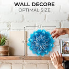 Succulent Metal Flowers Wall Decor - 3D Metal Wall Decor, Flower Art, Blue - Image 2