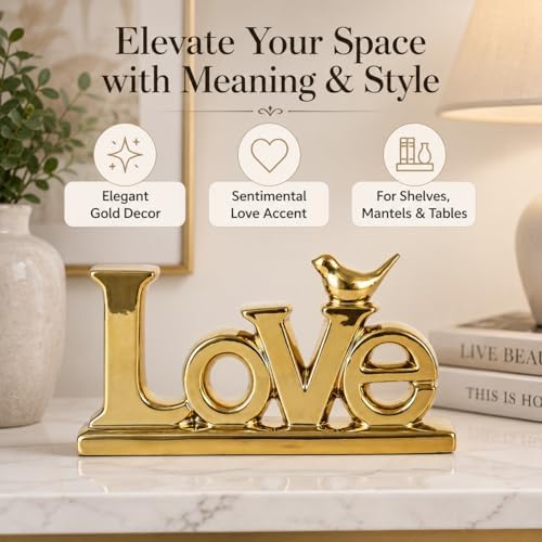 XMGZQ Love Sign Decoration,Gold Love Signs for Home Decor Statue,Gold Bird Sculpture Personalized Love Decor,Style Figurine Decorative Ornaments for Living Room,Bedroom,Desktop,Cabinets - Image 6