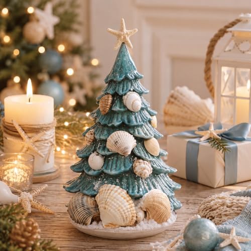 Vicenpal 8 Inch Coastal Christmas Tree Decor, Seashell Starfish Resin by Vicenpal