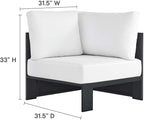 Modway Tahoe Aluminum 3-Piece Outdoor Patio Furniture Gray White, Modular - Image 6
