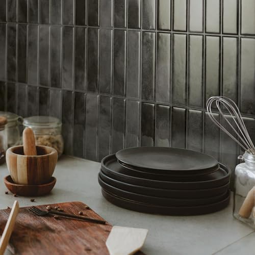 Smart Tiles Peel and Stick backsplash, Stacked Graphite Black, 11.43"x9" - Image 2