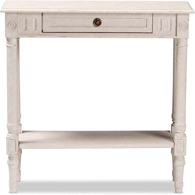 Baxton Studio Ariella Country Cottage Farmhouse Whitewashed 1-Drawer Console - Image 5