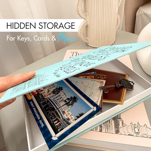 MESMOS Decorative Books for Shelves, Coffee Table Decor Faux Books for Decoration, Works as a Hidden Storage Box, Magnetic Closure, Linen Texture, Packaged in Aesthetic Fake Book (Travel & Wanderlust) - Image 3