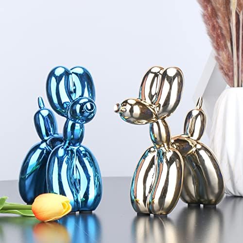 Blue Balloon Dog Decor,Balloon Animal Decor,Shelf Decor Preppy Room Decor,Cute Statue Home Decor, Bedroom Modern Sculpture Desk Decor,Office Gold Decorations Small Figurines - Image 3