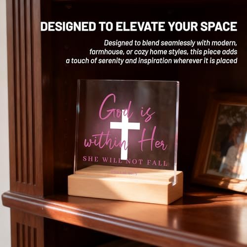 Christian Gifts for Women, Pink Bible Verse Artwork, Acrylic Christian Decor - Inspirational Spiritual Gifts for Friends, Sister, Mom - Religious Room Decor for Home, Office, Dorm - Image 5