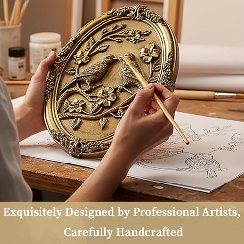Vintage Bird Wall Sculpture,Antique Wall Decor,Retro Art Birds Sculpture,Hand Painted Wall Decoration with Embossed Couple Birds Design,Vintage Wall Decor for Living Room Bedroom Dining Room Hallway, Housewarming Gifts - Image 5