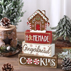 Marsui 4 Pcs Christmas Gingerbread House Decorations Wooden Table Signs - Image 4