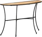 Half-Circle Solid Mango Wood Side Table 43.3"x15.7"x30.3" Natural Finish Narrow by ULUYYUC