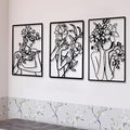 CHENGU 3 Pieces Metal Minimalist Abstract Woman Wall Art Line Drawing Wall Art Decor Single Line Female Home Hanging for Kitchen Bathroom Living Room by CHENGU