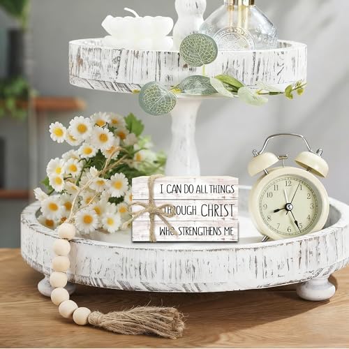 Decorative Books for Home Decor, Wood Book Stack for Table Decor, I Can Do All Things Through Christ Who Strengthens Me Decoration Books for Office Shelf, Farmhouse Stacked Books Decoration (L74) - Image 4