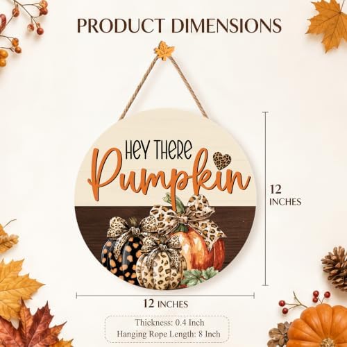 Fall Pumpkin Decorations for Home, Hey There Welcome Wooden Sign - Image 2