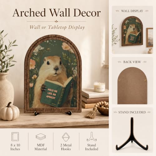 Wooden Tabletop Decor Funny Reading Groundhog Art for Library, Office or Study Decor, Literary Wall Art for Reading Lovers Gift Decor, Home Decorative Accent - Image 4