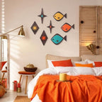 Youyole 7 Pcs Mid Century Modern Wall Art Abstract Fish Wall Decor Retro Atomic Stars Fish Starbursts Vintage Minimalist Mcm Hanging Sculpture 1950s Decor for Living Room Office Beach Home Accents - Image 4